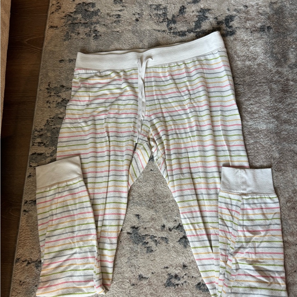 PJ Salvage White and Pink Pajama Bottoms Soft Striped Design